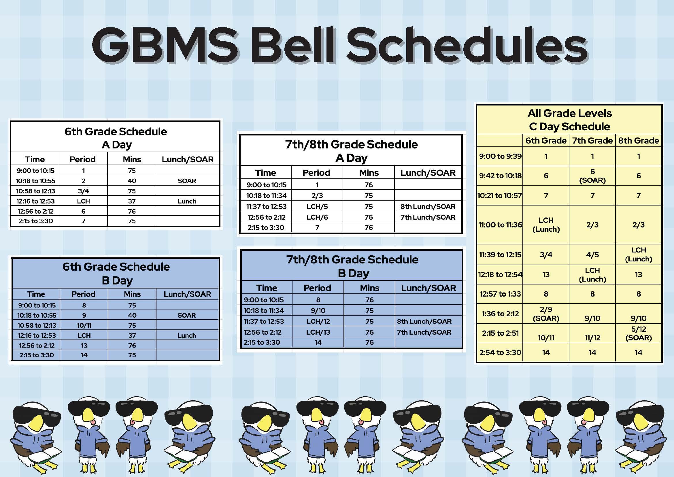 GBMS Bell Schedule 2023-24