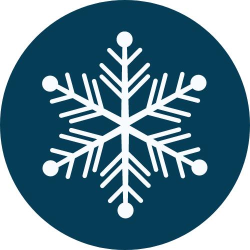 Graphical snowflake on blue background