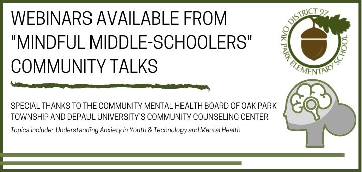 "Mindful Middle-Schoolers" Community Talks Webinars