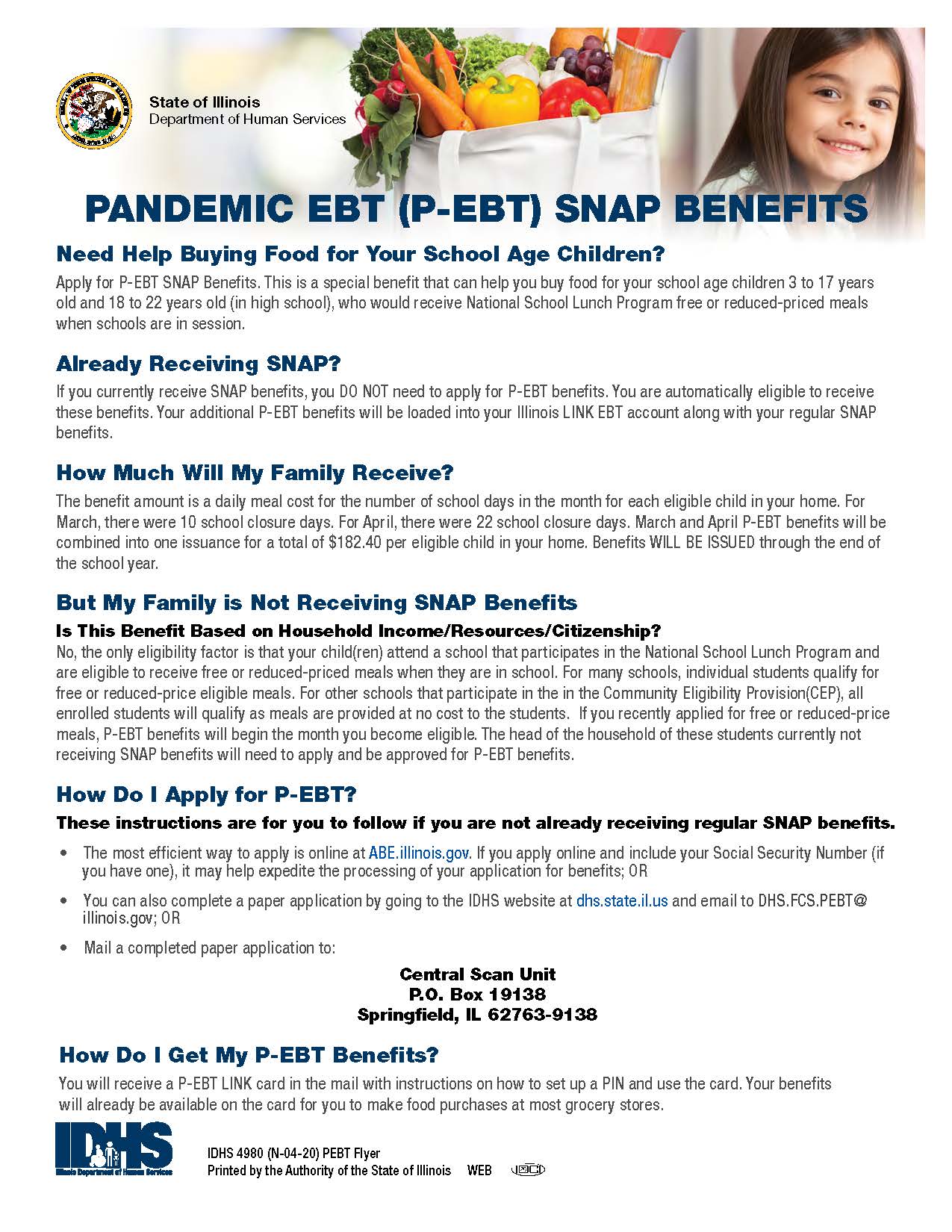 Pandemic EBT (P-EBT) SNAP Benefits Flyer