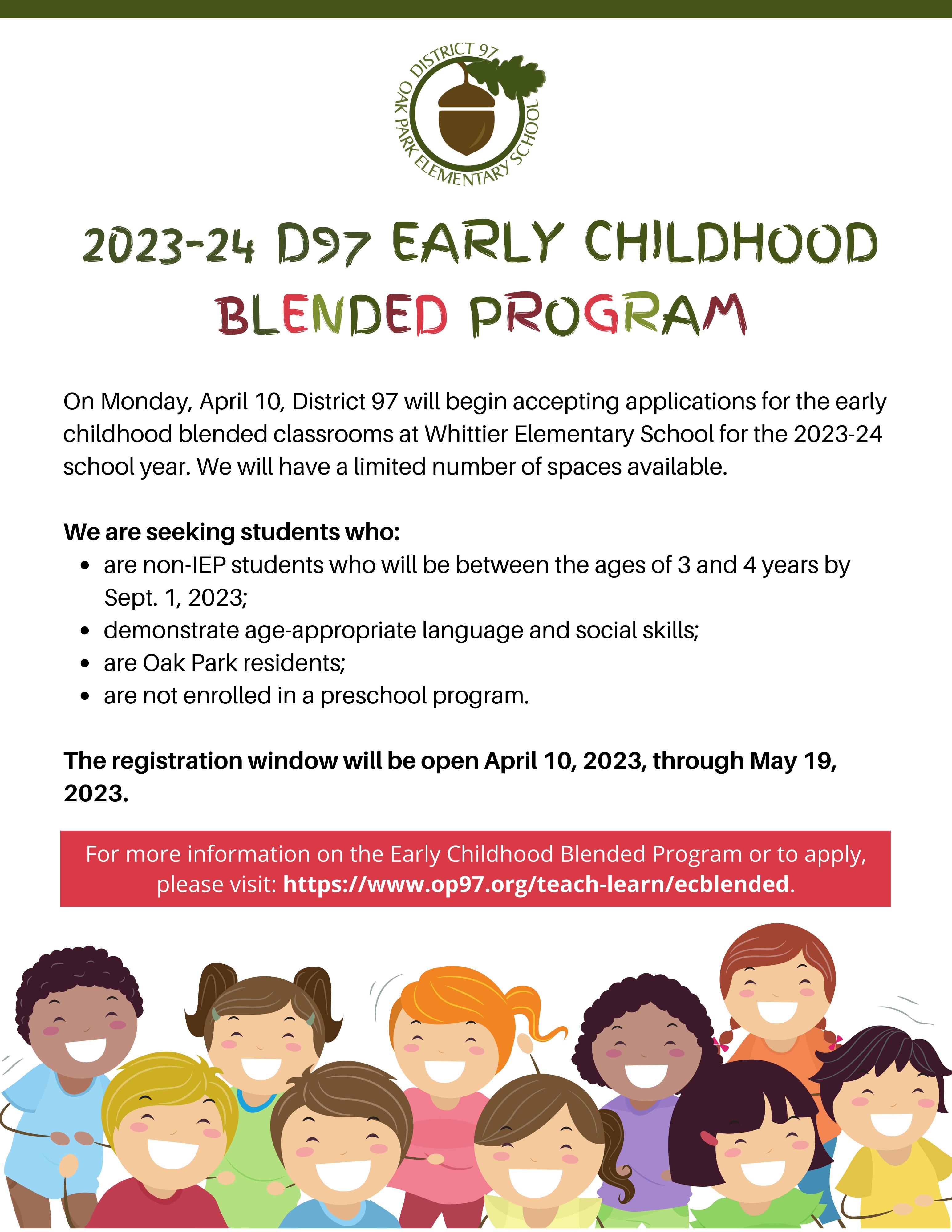 2022-2023 Early Childhood Blended Program flyer