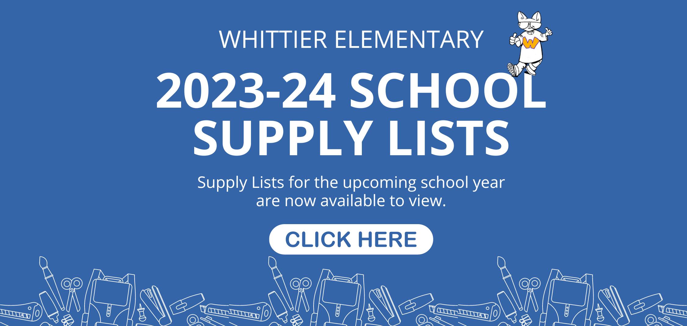2023-24 Whittier School Supply Lists