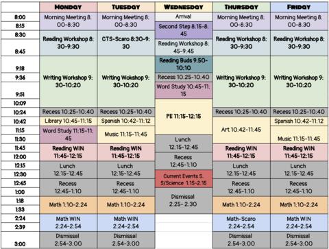 Daily Class Schedule